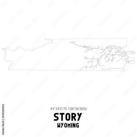 Story Wyoming. US street map with black and white lines. Stock Illustration | Adobe Stock