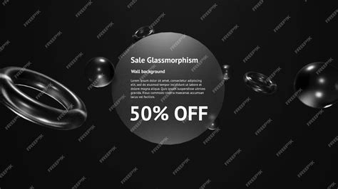 Premium PSD | Sale mockup with frosted glass morphism effects with glass elements dark minimal ...