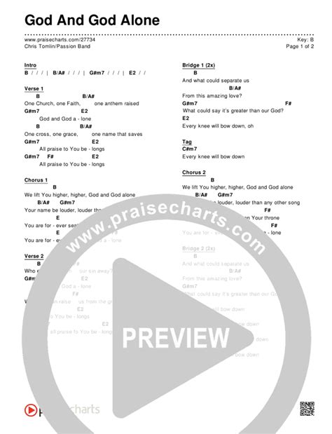 God And God Alone Chords PDF (Chris Tomlin / Passion) - PraiseCharts