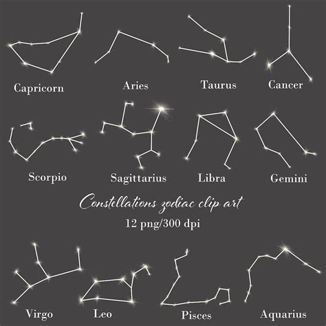 Zodiac Constellations Clipart Png Astrology Horoscope Celestial Zodiac ...