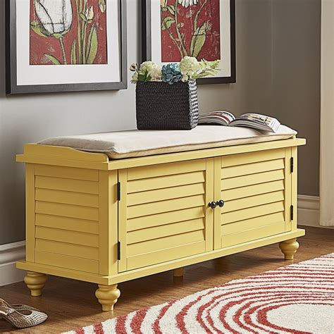 Weston Home Georgia Entryway Storage Bench with Cushion, Yellow - Walmart.com