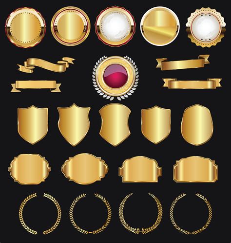 Retro golden badge vector illustration collection 286383 Vector Art at Vecteezy