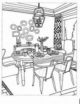 Coloring Book Art Dining Room Table Set sketch template