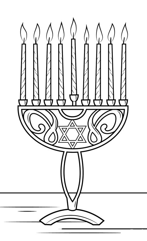 Hanukkah Menorah Coloring Page - Free Printable Coloring Pages for Kids