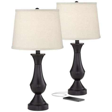 Blakely Dark Bronze LED Touch Table Lamps with USB Ports - Set of 2 - #53V84 | Lamps Plus