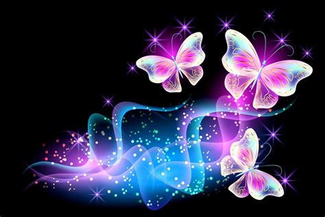 Neon Butterflies Wallpaper