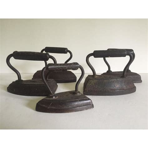 Antique Cast Iron Industrial Primitive Hand Irons - Set of 5 | Chairish