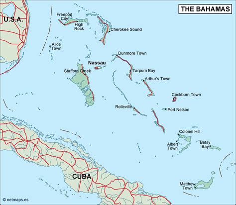 bahamas political map. Eps Illustrator Map | Vector World Maps