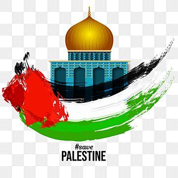 Palestine Flag Clipart Transparent Background, Palestine Flag With Mosque Or Masjid Aqsa ...