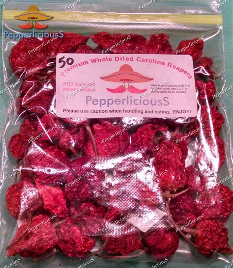 50 Dried Gourmet CAROLINA REAPER Pepper PODS Worlds Hottest Chili - Etsy