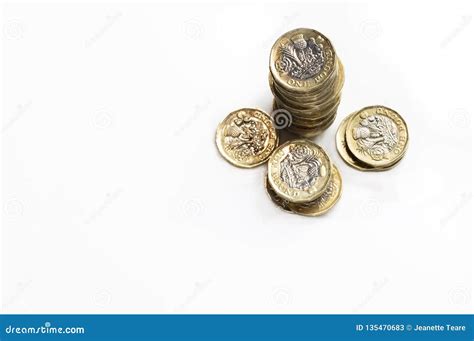 UK Money, Stack of Pound Coins Economic Growth Shown by Cash in Piles Editorial Stock Photo ...