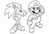 Mario & Sonic Coloring Page  Super Bros Pages sketch template