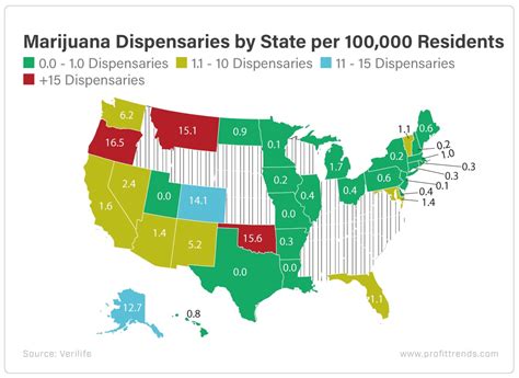 Marijuana Dispensaries by State Per 100,000 Residents