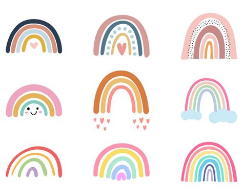 Rainbow SVG Vector Set Boho Rainbow With Heart Digital File - Etsy