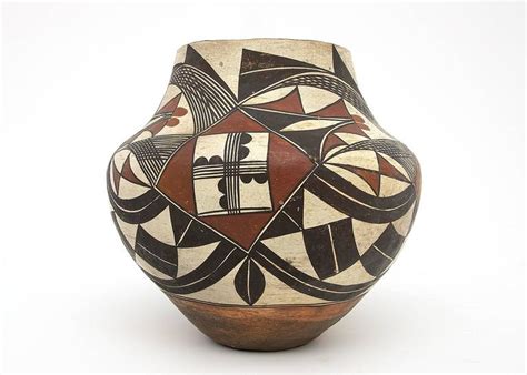 Antique Native American Polychrome Pottery Jar, Acoma 19th Century at 1stDibs