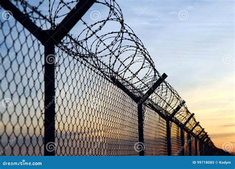 Barbed Wire Fence on the European Border Stock Image - Image of safety, protection: 99718085