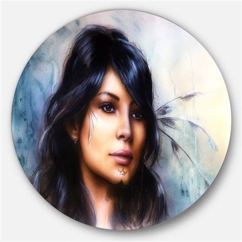 Designart 'Fairy Blue Woman with Wings' Portrait Round Wall Art - Bed Bath & Beyond - 14264570