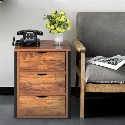 Zimtown Industrial Nightstand, End Table, Side Table with 3 Drawers, Bedroom, Living Room, Easy ...