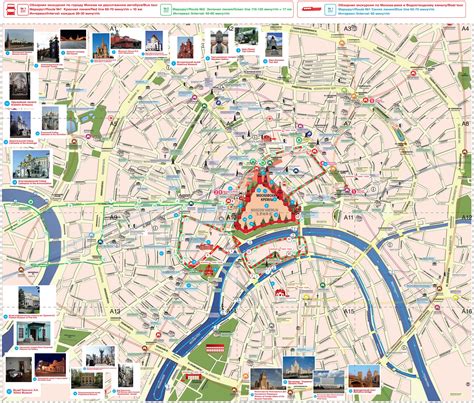 Moscow sightseeing map - Moscow attraction map (Russia)