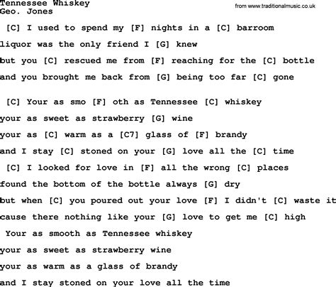 Tennessee Whiskey by George Jones - Counrty song lyrics and chords