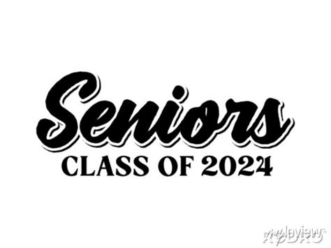 Seniors class of 2024, class of 2024, high school commencement, • wall stickers white, vector ...