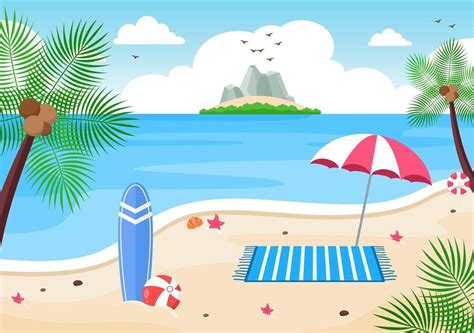 Happy Summer Time on Beach Illustration 2490341 Vector Art at Vecteezy