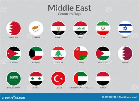 Middle East Countries Flag Icons Collection Stock Vector - Illustration of international ...