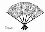 Hand Fan Coloring Page sketch template