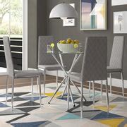 Orsa Round Dining Table Set With 4 Dining Chairs In Grey