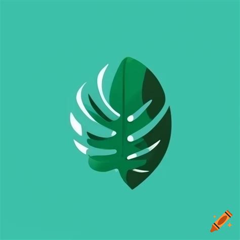 Monstera leaf and heart minimalist logo icon on Craiyon