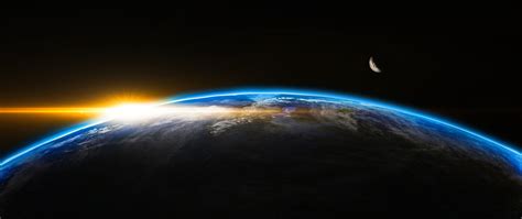 Download wallpaper 2560x1080 earth, planet, space, moon, sunrise, dual wide 2560x1080 hd ...