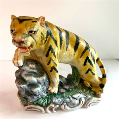 Porcelain Tiger Figurine - Etsy