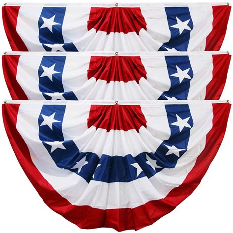 American Flag Bunting For Outside, 4th of July Flags Outdoor, USA Pleated Fan Flag 1.5x3 FT ...