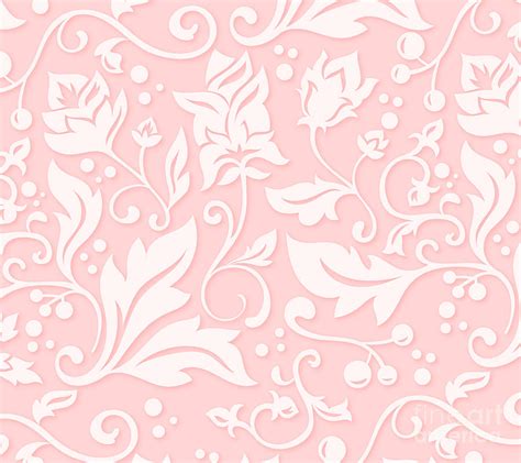 Pink Background Floral Pattern Digital Art by Noirty Designs - Pixels