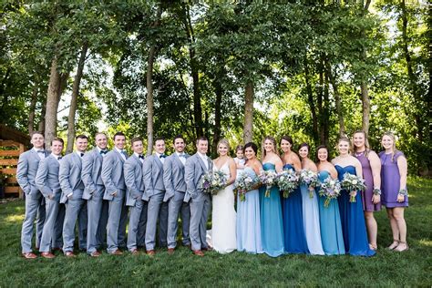 Gray and Blue Bridal Party with Mismatch Bridesmaid Dresses | Maddie ...