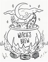 A Witch Brewing In Cauldron Coloring Pages sketch template
