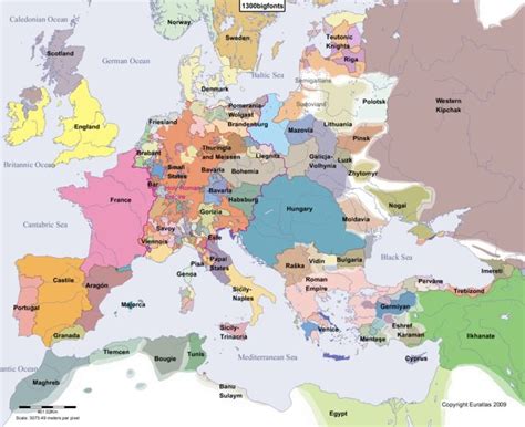 Map of Europe in Year 1300 | Europe map, Map, Historical maps