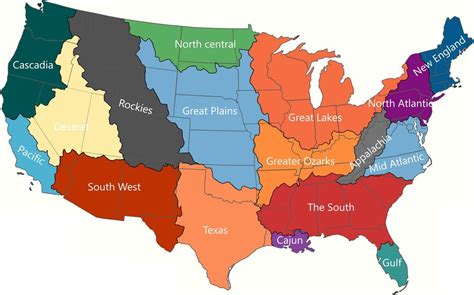a map of the united states with different colors
