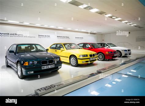 Germany, Bavaria, Munich. BMW Museum, BMW 3-series cars (Editorial Use Only Stock Photo - Alamy