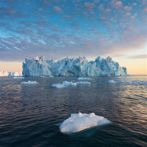 Iceberg at Sunset. Nature and Landscapes of Greenland. Disko Bay. West Greenland. Summer ...