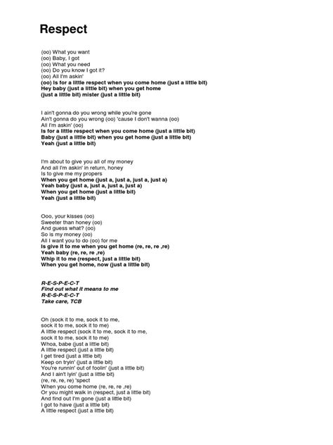 Respect (Lyrics) | PDF