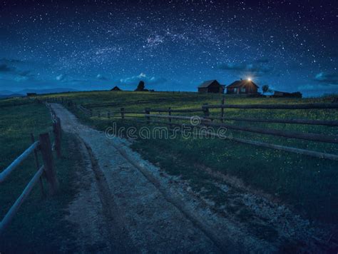 Road through the Night Village Stock Image - Image of road, horizon: 99193297