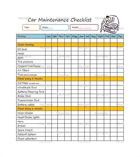 Maintenance Checklist Template Word