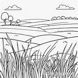 Grass Plains Coloring Page With Simple Line Art  AI Pages sketch template