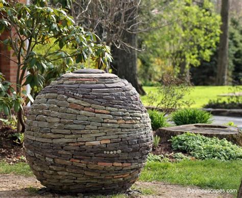 Sphere made of stacked stones Garden Spheres, Garden Stones, Rock ...