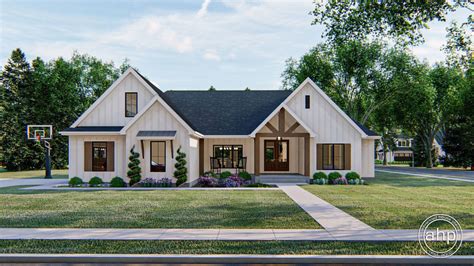 4 Bedroom 1 Story Modern Farmhouse Plan w/ Bonus Room Above