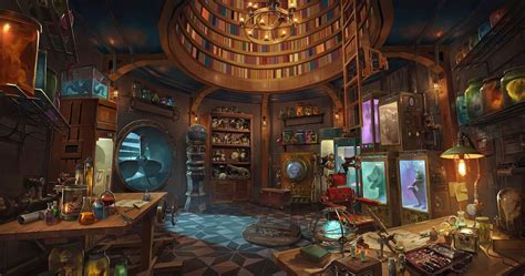 #artwork fantasy art #steampunk #room #laboratories #1080P #wallpaper #hdwallpaper #desktop ...