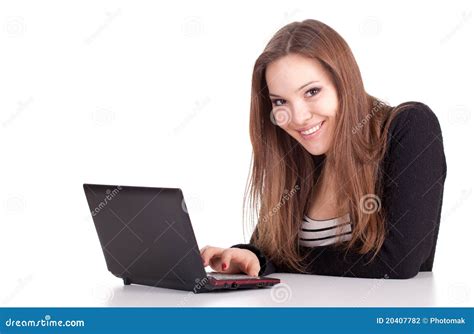 Girl working on laptop stock photo. Image of alone, caucasian - 20407782