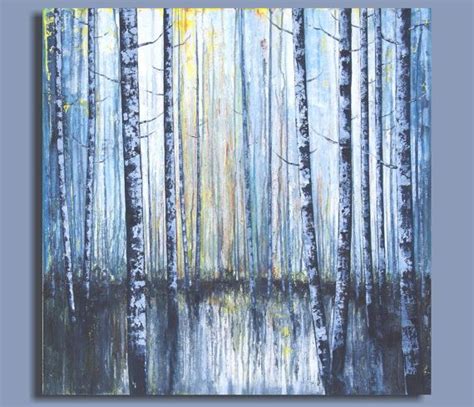 abstract BIRCH TREE painting, abstract painting of birch trees, winter ...