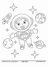 Astronaut In Space Coloring Page  KidzeZone sketch template